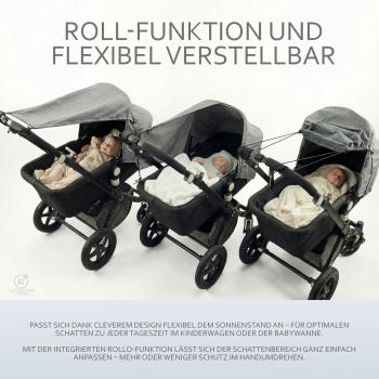 Preview: BAMBINIWELT universales Sonnensegel für Kinderwagen/Buggy mit UV50+ Design: Sterne